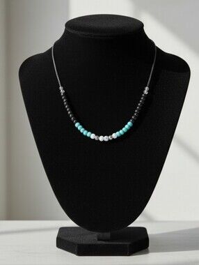 NWT Black and Blue Beaded Necklace